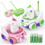 2 Pack Unicorn Remote Control Car For Toddler, Unicorns Gifts For Girls And Boys, Car Toys For Kids With Led Lights And Music, Christmas Birthday Gifts For Baby 2 3 4 5 Year Old
