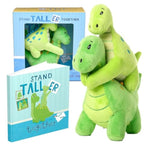 Big Brother Gift Dinosaur Stuffed Animal Set - 3-Piece, Green, Ages 2+ - Sibling Matching Plush Dinosaurs With Stand Taller Together Book - Sibling Gifts