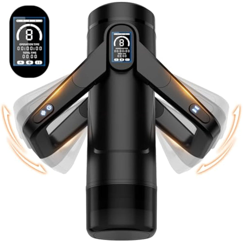 Sex Toys For Men Automatic Male Masturbator Penis Pump, 9 Scrotal Vibrations, Wing Handle Design, 9 Thrusting, Lcd Display, Male Sex Toy Pocket Pussy Sex Machine Adult Sex Toys & Games, Black