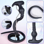 Long Anal Plug Hollow Realistic Dildo Flexible Liquid Silicone Shower Enema Douche Anal Enema Kit Vaginal Cleaner Prostate Massager G-Spot Stimulation For Men Women Couple (Black) (Short)