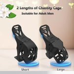 Tail Lock Chastity Device With 3 Different Sized Rings Nylon Hollow Chastity Cage Sex Toys For Male Sm Bondage Breathable And Comfortable Large Pee Hole Design (Black,Large)