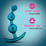 Blush Anal Adventures Matrix Gamma 5.25" Curved Silicone Beaded Butt Plug - Anchortech Base, Stayput Wearable - Ultrasilk Smooth Beginners & Advanced Users Anal Plug For Women, Men & Couples - (Teal)