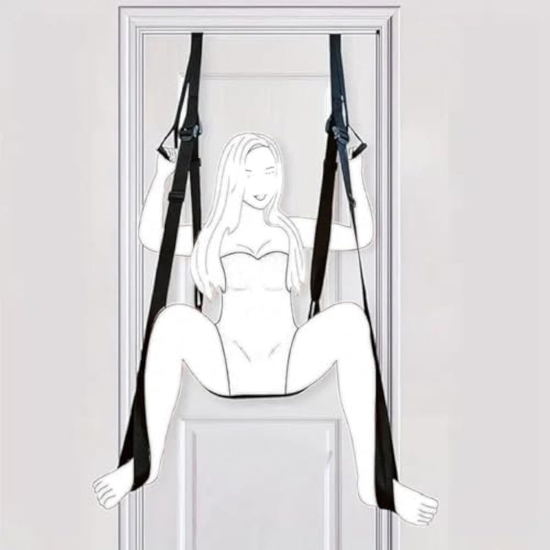 Door-Mounted Couples' Fitness Swing With Adjustable Support Straps - Ergonomic Design For Bedroom Exercise & Intimate Workouts - Soft Cushioned Seat Home Gym Accessory