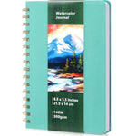 Turquoise Watercolor Sketchbook with 24 Sheets, 140lb Cotton Paper, 5.5 x 8.5 inches