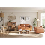 Valencia Artisan Full Leather Loveseat Sofa 66” - Pure Full Italian Nappa Leather Couch, Solid Wood Accent, Ultimate Comfort, Cognac Tan