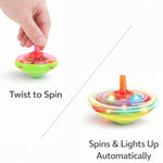 100 Pieces LED Light Up Flashing Mini Spinning Tops with Gyroscope - Kids Novelty Bulk Spin Toys Party Favors Bundle Pack Multicolored