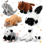 6 Pcs Safari Stuffed Animals Bulk 10 Inch Wild Plush Toys Set Armadillo Skunk Bison Lemur Opossum Realistic Stuffed Animals For Christmas Birthday Gifts Classroom Student Prizes