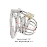 Male Chastity Device Hypoallergenic Stainless Steel Cock Cage Penis Ring Virginity Lock Chastity Belt With Padlock For Adult Game Sex Toy W350 (1.97 Inch / 50Mm)