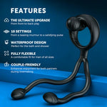 Vibrating Cock Ring Taint Stimulator with Dual Mini Bullet, Anal Butt Plug Prostate Massager Penis Ring Vibrator with 10 Vibration Male Adult Sex Toys for Men Women, Couple Sex Toy for Clitoris G Spot