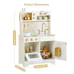 Wooden Play Kitchen For Kids With Ice Maker — Small White Pretend Kitchen Set With Sink, Stove, Oven & Microwave, Utensils And Storage, Montessori Role-Play Toy, Gift For Toddlers Ages 3+