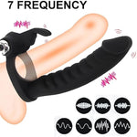 Vibrator Strap On Dildo Double Penetration Cock Rings Rabbit Vibrator Anal Plug Sex Toys Silicone Butt Plug Strapon Enhancer 7 Speed Adult Women Pleasure
