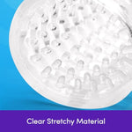 Clear Textured Male Masturbator - Soft Plastic - Latex & Phthalate Free - Beginner Friendly
