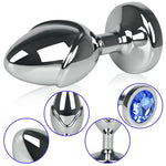 Anal Plug Sex Toys, Metal Anal Butt Plug Anal Trainer with Jewel Base, Adult Sex Toys for Women and Men