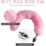 Anal Cat Tail Set, S Stainless Steel But Plug Sexy Adulttoys For Ease Of Anal Play -Anel Dildo Cosplay Furry Ears And Nipple Clamps Anal Butt Plugs For Men Women And Couples Sex Toys (Pink)