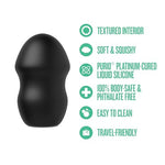 Blush Urself Fortify FTM Masturbation Stroker - 2.75" Purio Platinum-Cured Silicone Female to Male (FTM) Stoker - Closed-End Suction Squishy Lifelike Stimulation Textured Interior Sex Toy Black
