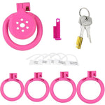 Flat Chastity Cage Male Chastity Devices Lock Design Metal Penis Cage Stainless Steel Cock Cage Bdsm Toys For Couples Sex (No Tube,Pink)