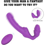 Double-Head Synchronous Vibrator,Interactive Sex Device For Men And Women At The Same Time, G-Point Clitoral Waterproof Massager, Adult Silicone Masturbator False Penis (Purple Rct)