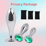 Sex Toys Anal Butt Plug, 3Pcs Adlut Toys Safety Metal Butt Plug Sexy Toy With Crystal Diamond Anal Toy For Men Women Anal Trainer Beginner (Green)