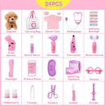 Toy Doctor Kit For Girls, Pretend Play Toy Doctor Set With Dog , Carrying Bag, Stethoscope & Dress Up Costume Gift For Kids Toddlers Ages 3 4 5 6 Year Old For Role Play