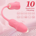 Rose Sex Toys For Women,3 In1 Rose Clitoral Stimulator For Adult Toys With 360 Tongue Rotating And Dildo Vibrator,Sex Novelties Toy For Clit Vibrator,Sexual Pleasure Tools For Women
