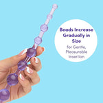 Purple Anal Beads With Finger Loop - Beginner Friendly - 8 Inch