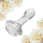 Rose Glass Anal Butt Plugs Sex Toys Crystal Anal Plugs With Rose Round Base Anal Expander Training Butt Plug Anal Sex Toy For Men Women Couples Beginners Clear Anal Trainer (Transparent, Xs)