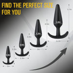 4 Sizes Conical Flared Base Silicone Anal Plug Set, Anal Beads Prostate Massage Tool, Long Wear Anal Exerciser, Multi Size Butt Plug Sex Toys For Beginners Advanced Players Couples Gay Men Black