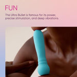 Ultra Bullet Vibrators - Discreet Female Sex Toy With 20 Powerful Vibration Modes - Waterproof, Whisper Quiet, Extra Soft Mini Bullet Vibrator Adult Toys With Usb Magnetic Charging (Aqua)