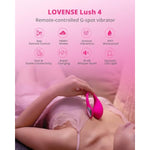 Lush 4 Remote Control G-Spot Vibrator Discreet Powerful Vibration + Gemini Nipple Clamps Vibrating Adult Sex Toys & Games For Women Men Couples