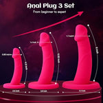 Silicone Anal Plug,Lifelike Anal Dildo Trainer Pack Of 3 Graduated Beginner Anal Plug,Soft Anal Dildo With Curved Shaft And No Balls,Adult Anal Sex Toy Women Men Couples(Rose Red)