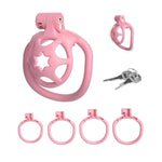 Male Chastity Device Sissy Chastity Cage With 4 Different Arc Rings Sex Toys Cock Cage Is Small And Lightweight Made Of Resin Waterproof And Breathable Penis Cage For Men'S Bondage (Pink)