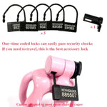 Male Chastity Cage Accessories Set, Anti-Off Chastity Device Pink Auxiliary Belt, Plastic One-Time Code Lock, Stealth Lock Chastity Lock Cylinder And Press-Lock Key For Men Sex Toys Cock Cage