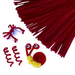 100 Pcs Red Plush Pipe Cleaners, Chenille Craft Stems for Kids DIY Projects