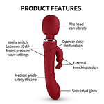 G Spot Clitoral Vibrator Handheld Rabbit Ears Waterproof Rechargeable Realistic Silicone Dildo Vibrators with 10 Powerful Modes Adult Rose Sex Toys for Women