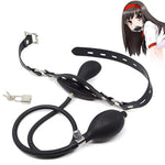 Bdsm Sm Open Mouth Gag Inflatable Silicone Ball Gag Mouth Plug With Lock For Men Women Gay, Adjustable Fetish Head Harness For Adults Sex Bondage Play, Erotic Sex Toy For Couples Flirt Slave Roleplay