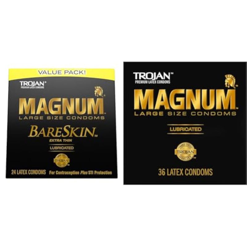 TROJAN Magnum BareSkin Premium Large Condoms & Magnum Lubricated Large Condoms, Comfortable and Smooth Lubricated Condoms for Men, America’s Number One Condom, 36 Count Pack