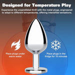 Anal Training Beginner Set for Couples - 4 Stainless Steel Butt Plugs with Secure Fit and Wide Base