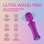 Mini Ultra Wand Vibrator Sex Toy - Travel-Size Silicone Adult Toy With Flexible Head & Internal Vibration Dampener To Prevent Hand Vibrating - 10 Patterns, Boost Mode, 100% Waterproof (Mini, Purple)