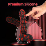 Black Monster Cock Horse Dildo Fantasy Dragon Dildo With Ribbed Knot For Vaginal Anal Prostate Stimulation, Xl Thick Silicone Anal Dildos For Women Men Gay Sex Toys, Bbc 8.27" Realistic Dildos (S)