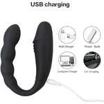 Double-Head Vibrator Clitoral Stimulator With 10 Vibration Modes, Bdsm Vibrating Double-Ended Anal Bead Butt Plug,G-Spot Anus-Vaginal Stimulation Sex Toys For Women Men Couples Pleasure