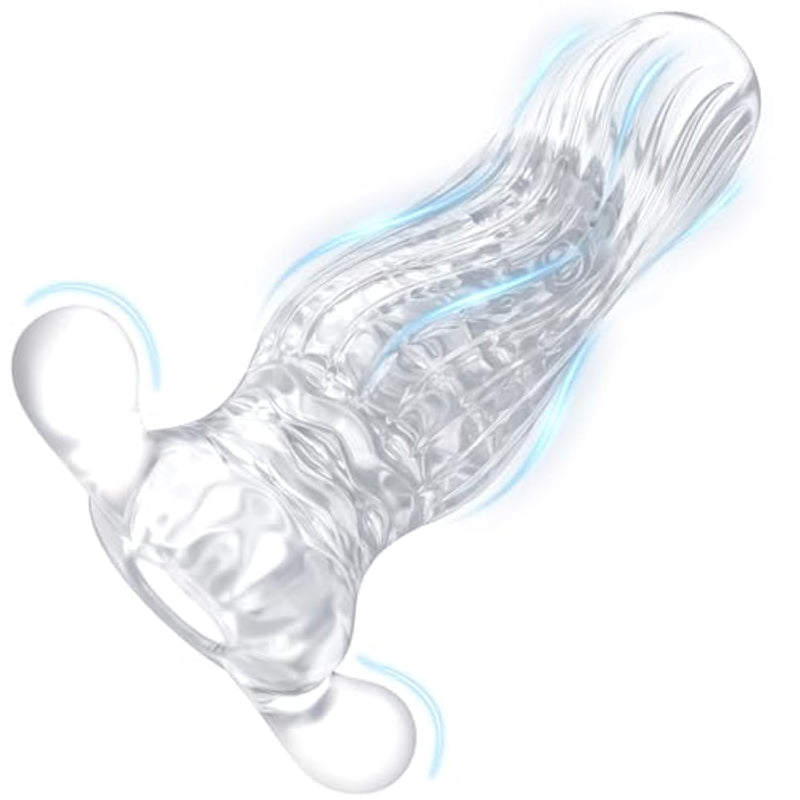 Clear Male Masturbator Blowjob Pocket Pussy Sex Toy For Men, Tpe Masturbation Training Penis Sleeve Couple Sex Toys, 3D Realistic Texture Spiral Tunnel Stroker With Clit And Anal Stimulation