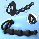 Prostate Massager Couples Sex Toy With Vibrating Cock Ring Anal Stimulator, 4 Graduated Anal Beads, Remote Control Anal Butt Plug With 10 Vibrating Modes