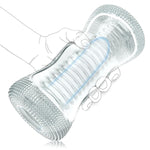 Clear Male Masturbator Blowjob Pocket Pussy Sex Toy For Men, Soft Tpe Material Handheld Adult Toy, Portable Sucking Vagina Cup With 5.7”Textured Tunnel For Realistic Deep Throat Pleasure