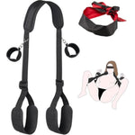 Bdsm Bed Restraints Set With Handcuffs Neck To Thigh/Ankle, Adjustable Leg Straps&Handcuffs And Blindfold For Sm Adult Couples Game Play, Sex Toy For Women Beginner Leg Straps Tie Set Rope