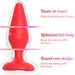 Silicone Anal Butt Plug Rose Sex Toy, Pack Of 3 Anal Training Set For Comfortable Long-Term Wear, Anal Sex Trainer For Beginners Advanced Users,Red