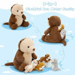 5Pcs Otter Stuffed Animal - 14.5" Mommy Sea Otter Plush With Babies Inside, Soft Cute Stuffed Otter Plushies Toy For Kids Boys Girls, Ideal Gift For Christmas Birthday Holidays