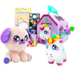 Stuffed Animal Plushie Set - Bundle With 5 Plush Dolls Including Dog And Unicorn With Stable And Accessories Plus Stickers, More | Plushies For Kids