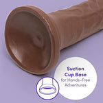 Lifelike Lover Ultra Realistic Dildo - 8 Inch With Suction Cup - Flexible G-Spot Dildo For Women - Harness Compatible Strap On - Anal Adult Sex Toy - Flesh Brown