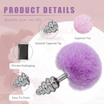 Rabbit Tail Anal Plug?Metal Spiral Buttplug?Anal Sex Toys For Beginners,Plug Anal For Couples?Pink Anal Toys For Dress Up Party (Medium Purple)