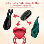 Vibrating Cock Ring, Couples Sex Toys, Clitoral G Spot Nipples Stimulator, Finger Vibrator With Mini Bullet, Waterproof 9 Vibration Modes, Rose Adult Sex Toy For Man And Women